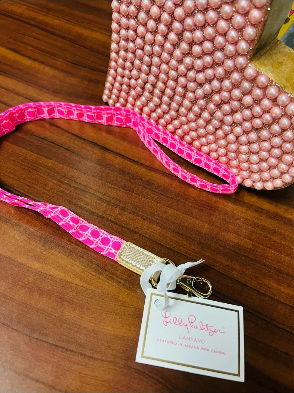New Lilly Pulitzer Pink Patterned Lanyard